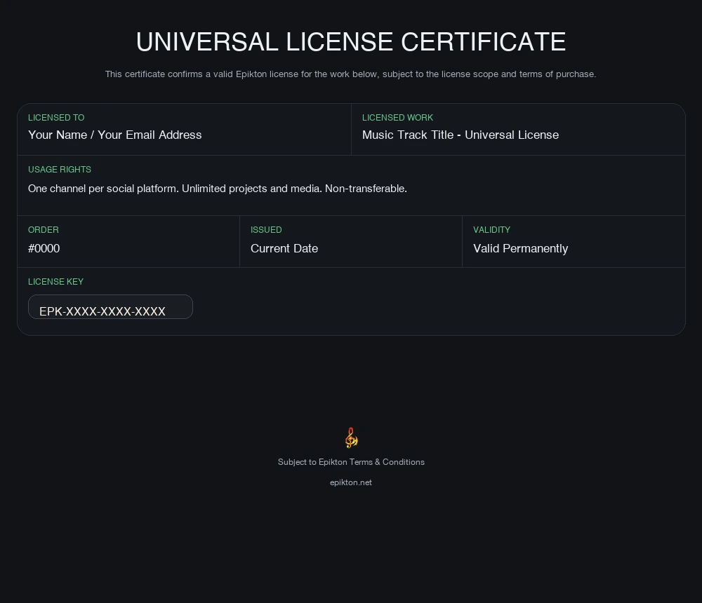 Universal License Certificate